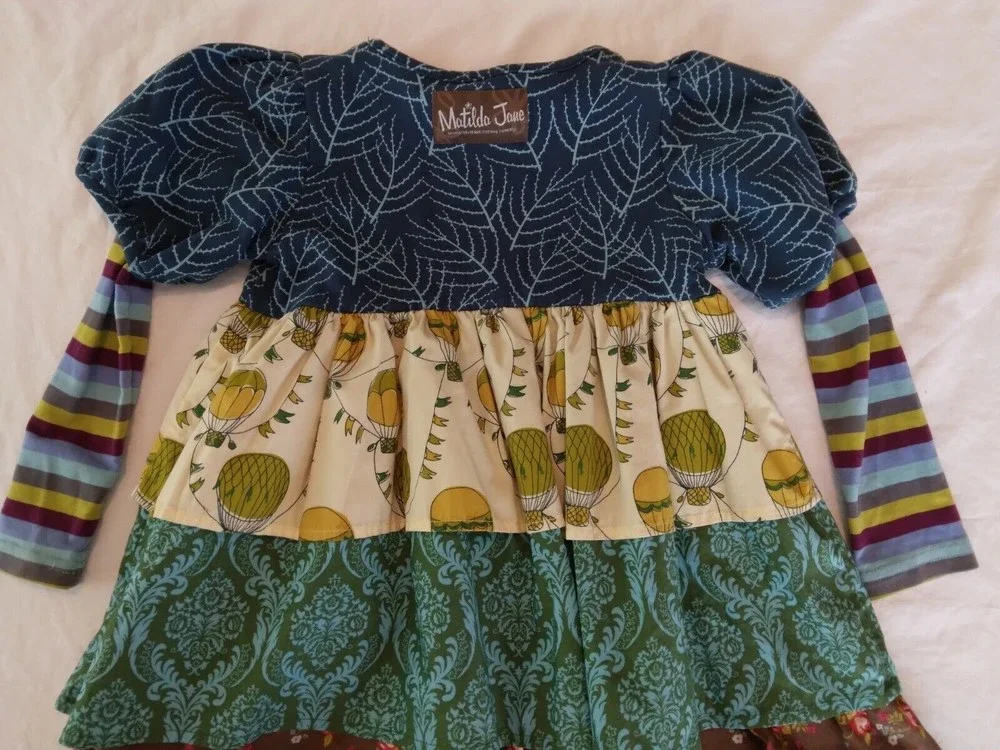 MATILDA JANE ~ Paint By Numbers Quiet Green Tiered Dress Hot Air Balloons Size 4